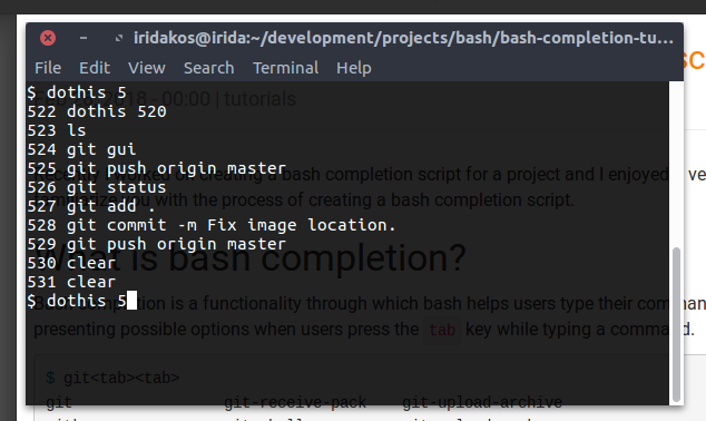 Bash completion image