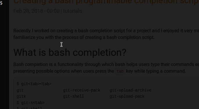 Bash completion demo